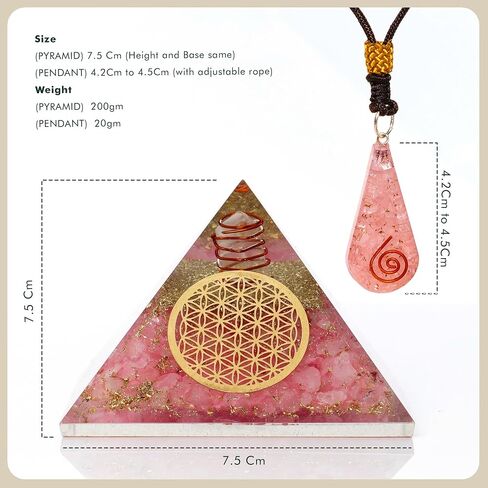 Rose Quartz Healing Crystals Orgone Pyramid Gifts for Women, Orgonite Pyramids for Meditation, Chakra Balance, Positive Energy, Success, Handmade Home and Office Decor, Birthday Gifts in Saudi Arabia