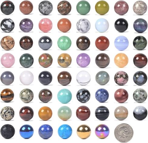 Natural Mixed Gemstone Tumble 20mm Gemstone Mineral Crystal Healing Energy Sphere Ball (Pack of 10) in Kuwait
