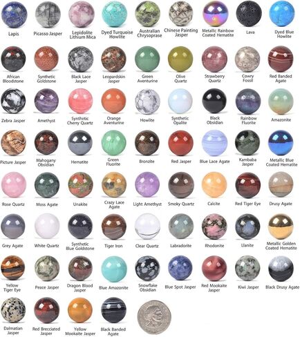 Natural Mixed Gemstone Tumble 20mm Gemstone Mineral Crystal Healing Energy Sphere Ball (Pack of 10) in Kuwait