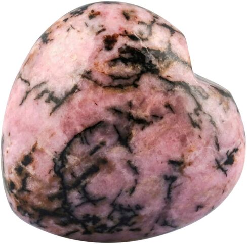 Rockcloud Healing Crystal Rhodonite Heart Love المنحوت على النخيل القلق حجر شاكرا ريكي التوازن، 0.59 بوصة، حزمة من 10 in Kuwait