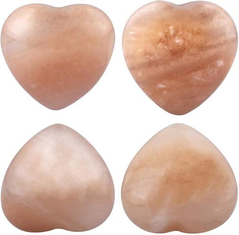 Rockcloud Healing Crystal Rhodonite Heart Love المنحوت على النخيل القلق حجر شاكرا ريكي التوازن، 0.59 بوصة، حزمة من 10 in Kuwait