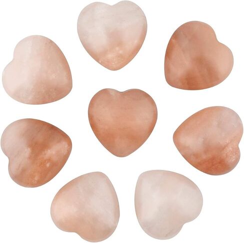 Rockcloud Healing Crystal Rhodonite Heart Love المنحوت على النخيل القلق حجر شاكرا ريكي التوازن، 0.59 بوصة، حزمة من 10 in Kuwait