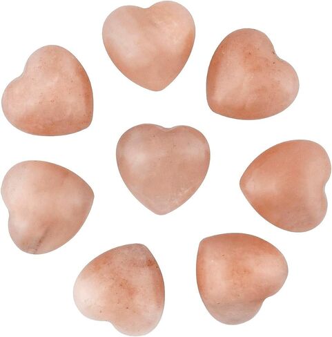 Rockcloud Healing Crystal Rhodonite Heart Love المنحوت على النخيل القلق حجر شاكرا ريكي التوازن، 0.59 بوصة، حزمة من 10 in Kuwait