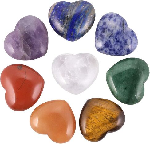 Rockcloud Healing Crystal Rhodonite Heart Love المنحوت على النخيل القلق حجر شاكرا ريكي التوازن، 0.59 بوصة، حزمة من 10 in Kuwait