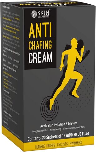 سكين اليمنتس كريم مضاد للتهيج عبوة من 20 كيس لتجنب الاحتكاك والبثور والطفح الجلدي، اكياس سهلة الحمل تدوم حتى 400 ميل (10 اونصة سائلة) ابيض in Kuwait