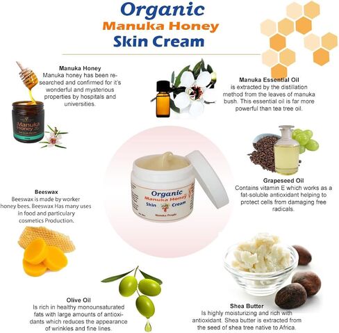 Organic Manuka Honey Intense Moisturizing Cream to Hydrate, Soothe and Relive From Itching Skin Disorders. Relieves Itching for Soft, Clear Baby-Skin All Over Body. Rich in Vitamin E in Saudi Arabia