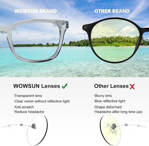 نظارات WOWSUN Blue Light Filter للجنسين Nerd بدون وصفة طبية، نظارات كمبيوتر زرقاء تحجب الضوء... in Kuwait