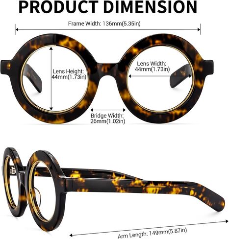 Zeelool Retro Thick Round Blue Light Blocking Glasses for Women Men Calhoun ZOA01776 in Kuwait