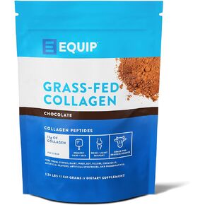 Equip Foods Grass Fed Collagen Powder -100% Hydrolyzed Bovine Collagen Peptides with Amino Acids - Prime Beef Collagen for Healthy Joints, Skin & Nails - Non-GMO, Paleo Friendly, 1.23 Pound, Chocolate