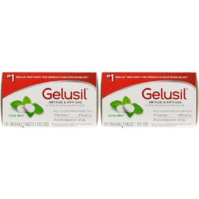 Gelusil Antacid & Anti Gas Tablets for Heartburn Relief, Acid Reflux, Bloating and Gas, Cool Mint - 100ct Blister Pack, 2 Count in Saudi Arabia