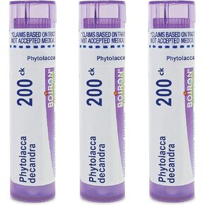 Boiron Phytolacca Decandra 200Ck Homeopathic Medicine for Cold & Flu Relief - Pack of 3 (240 Pellets)