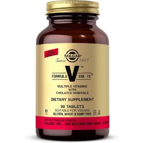 Solgar Formula VM-75, 90 Tablets - Multivitamin with Chelated Minerals - Vitamin A, B6, B12, C, D, E - Biotin, Magnesium, Calcium, Iron, Zinc, - Vegan, Gluten Free, Dairy Free, Kosher - 90 Servings in Kuwait