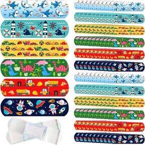 420 Pieces 6 Styles Kids Bandages Fabric Flexible Bandages Self Adhesive Bandage Wrap Small Wounds Burns Baby Child Waterproof Breathable Bandages for Family First Aid Travel Cuts Scrapes (Cool)