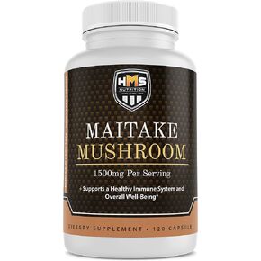 HMS Nutrition مايتاكي فطر - جريفولا فروندوسا - قوي 1500 مجم، 120 كبسولة نباتية، كمية تكفي لمدة شهرين، نباتي، غير معدّل وراثيًا in Kuwait