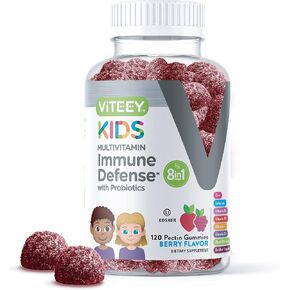 Kids Multivitamin Gummies with Probiotics - 8-1 Kids Vitamins for Immune Health Support with Vitamin C, D3, B12, B6, Zinc, Elderberry, Selenium - Vegetarian - Chewable Tasty Berry Flavored Gummy in Saudi Arabia
