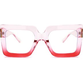 NULOOQ Stylish Thick Square Oversized Blue Light Glasses for Women Non-Prescription Clear Glasses Computer Eyewear