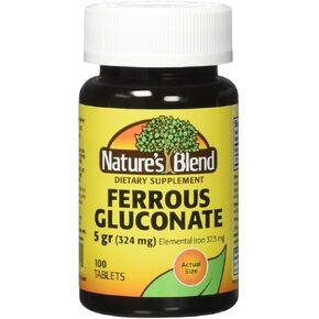 Nature's Blend Ferrous Gluconate Tablets 324 mg, 100 Count (Pack of 2) in Saudi Arabia