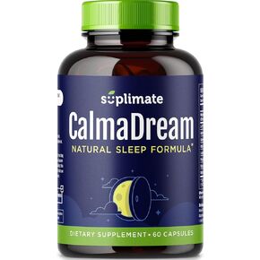 Calmadream Natural Sleep Aid for Adults Extra Strength, Premium Herbal Sleep Supplement with Melatonin, Magnesium, Ashwagandha, Valerian Root, GABA, 5HTP, 60 Vegan Capsules in Saudi Arabia
