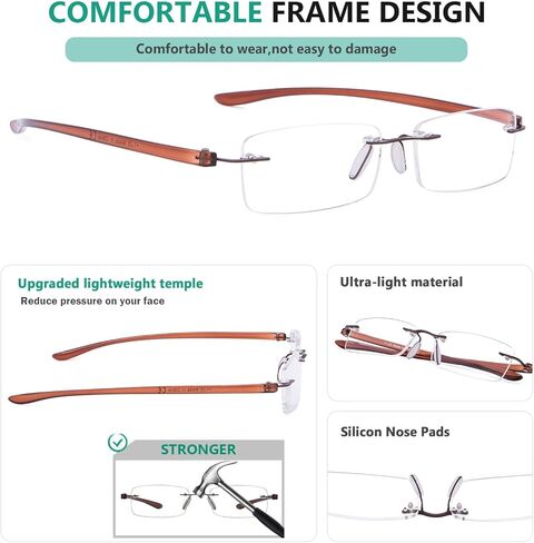 Eyekepper Small Lenes نظارات قراءة بدون إطار للنساء - نظارات قارئ بدون إطار للرجال للقراءة بأذرع شفافة +0.75 in Kuwait