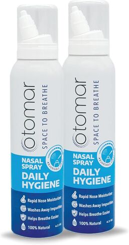 otomar Adults Daily Hygiene Saline Nasal Spray, Sinus Rinse Nose Cleaner Saline Solution, Fast Mucus Relief Nasal Wash for Sinus Symptoms and Allergy Relief, Nose Moisturizer, 4.2 oz Pack of 2 in Saudi Arabia