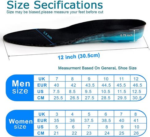 Silica Gel Sport Shoe Insoles,MARRDO Spring Cushioning Shock Absorption Shoe Insert,Forefoot Enhances Massaging Footbeds,Plantar Fasciitis Sports Running Insoles for Men & Women (Small 5.5-8 Black) in Kuwait