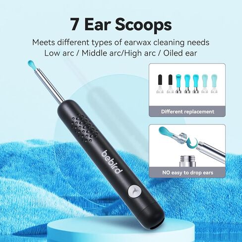 إزالة شمع الأذن - أداة إزالة شمع الأذن R1 مع كاميرا عالية الدقة 1080 بكسل و6 مصابيح LED - منظف الأذن اللاسلكي المدمج واي فاي - مجموعة إزالة شمع الأذن المتوافقة مع iPhone Android in Kuwait