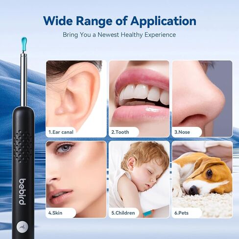 إزالة شمع الأذن - أداة إزالة شمع الأذن R1 مع كاميرا عالية الدقة 1080 بكسل و6 مصابيح LED - منظف الأذن اللاسلكي المدمج واي فاي - مجموعة إزالة شمع الأذن المتوافقة مع iPhone Android in Kuwait