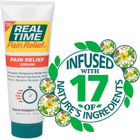 Real Time Pain Relief Cream - 5oz Tube | Versatile Relief for Muscle Pain, Joint Discomfort, and Arthritis | 17 Natural Ingredients Including Arnica, Capsicum, Menthol, MSM, and Emu Oil in Saudi Arabia