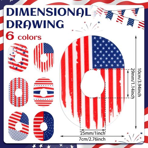 Mixweer Adhesive Patches Compatible with Dexcom G7 Sweatproof Pre Cut Adhesive Tape US Flag CGM Sensor Patches for Continuous Glucose Monitor Protection(24 Pcs) in Saudi Arabia