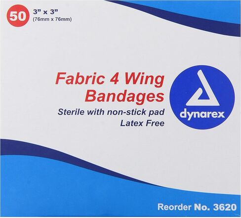 ضمادات لاصقة من نسيج Dynarex - ضمادات قماشية معقمة ومرنة للجروح - وسادات غير لاصقة - لوازم إسعافات أولية مغلفة بشكل فردي - بدون لاتكس - 2 × 4-1/2 بوصة، صندوق واحد مكون من 50 قطعة in Kuwait