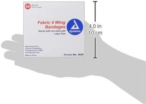 ضمادات لاصقة من نسيج Dynarex - ضمادات قماشية معقمة ومرنة للجروح - وسادات غير لاصقة - لوازم إسعافات أولية مغلفة بشكل فردي - بدون لاتكس - 2 × 4-1/2 بوصة، صندوق واحد مكون من 50 قطعة in Kuwait