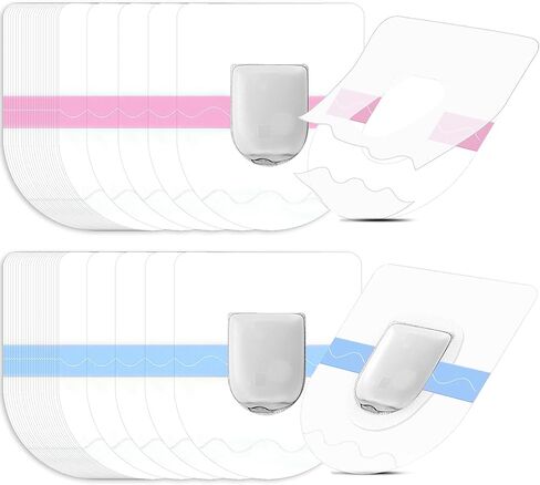 48 Pieces Shower Waterproof Patch Compatible with Omnipod Adhesive Patches Transparent Waterproof Adhesive Patches Overpatch Long Lasting Sweatproof Continuous Monitor Protection, Pink and Blue in Kuwait