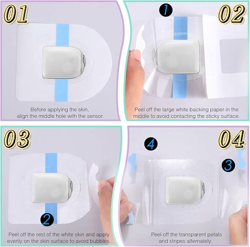 48 Pieces Shower Waterproof Patch Compatible with Omnipod Adhesive Patches Transparent Waterproof Adhesive Patches Overpatch Long Lasting Sweatproof Continuous Monitor Protection, Pink and Blue in Kuwait