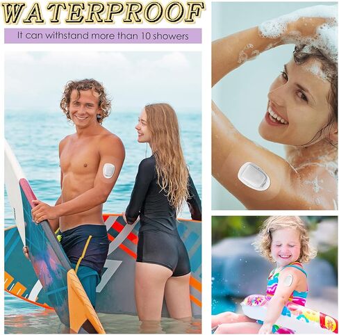 48 Pieces Shower Waterproof Patch Compatible with Omnipod Adhesive Patches Transparent Waterproof Adhesive Patches Overpatch Long Lasting Sweatproof Continuous Monitor Protection, Pink and Blue in Kuwait