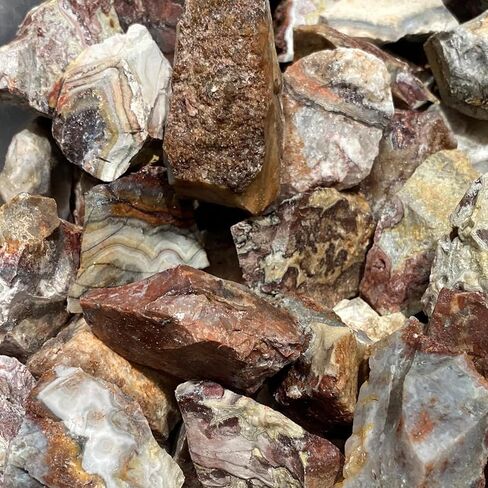 معادن كريستالات بيفرلي أوكس - طبيعية خام خشنة للكابينة، القطع، الجواهري، الريكي، الهبوط، التلميع، التأمل، الشبكة، ديكور المنزل - حجم 1 رطل (العقيق الدانتيل المجنون) in Kuwait