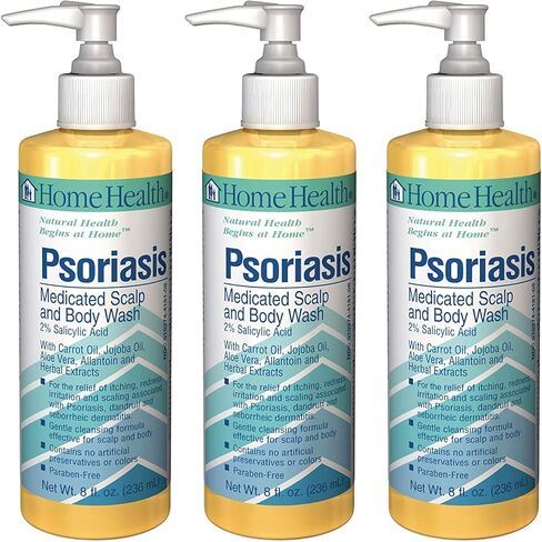 غسول طبي لفروة الرأس والجسم من هوم هيلث (3 عبوات) - حمض الساليسيليك، 236 مل - يخفف الحكة والاحمرار والتهيج من القشرة والتهاب الجلد الدهني - لا يحتوي على عناصر معدلة وراثيا، خالٍ من البارابين، نباتي in Kuwait