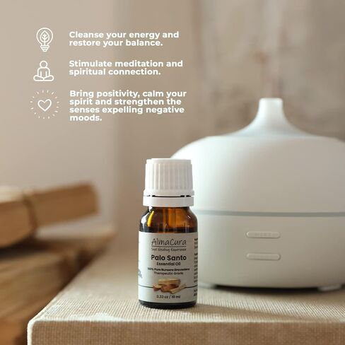 زيت الماكورا بالو سانتو العطري. 10 مل (0.33 أونصة) نقي 100%. الدرجة العلاجية. من المصدر البيروفي المحصود أخلاقيا. التأمل وتخفيف التوتر وتطهير الطاقة. تجربة شفاء الروح in Kuwait