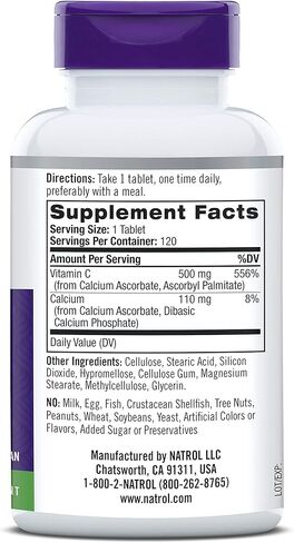 Natrol Easy-C Immune Health، يدعم صحة المناعة بفيتامين C عالي الفعالية المضاد للأكسدة، أقراص، 500 مجم، 120 قرصًا in Kuwait