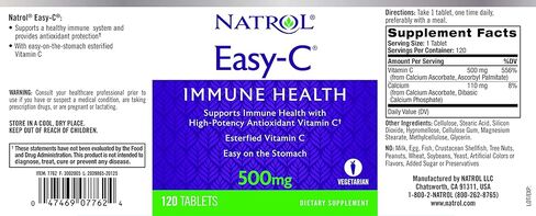 Natrol Easy-C Immune Health، يدعم صحة المناعة بفيتامين C عالي الفعالية المضاد للأكسدة، أقراص، 500 مجم، 120 قرصًا in Kuwait