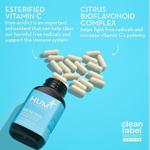 HUM Air Patrol - مكمل مناعي مع فيتامين C والحمضيات الحيوية - يدعم حاجز الجلد والرئتين والاستجابة المناعية (30 كبسولة نباتية) in Kuwait