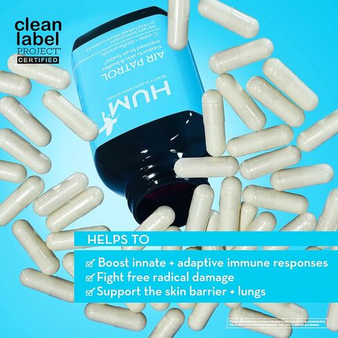 HUM Air Patrol - مكمل مناعي مع فيتامين C والحمضيات الحيوية - يدعم حاجز الجلد والرئتين والاستجابة المناعية (30 كبسولة نباتية) in Kuwait