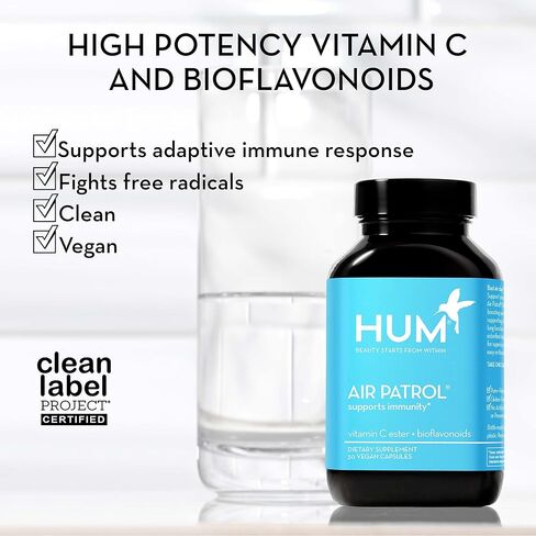 HUM Air Patrol - مكمل مناعي مع فيتامين C والحمضيات الحيوية - يدعم حاجز الجلد والرئتين والاستجابة المناعية (30 كبسولة نباتية) in Kuwait