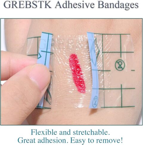 ضمادة لاصقة شفافة قابلة للتمدد من GREBSTK، ضمادة مقاومة للماء، شريط لاصق شفاف (15 سم × 200 سم / 6 بوصة × 80 بوصة) in Kuwait