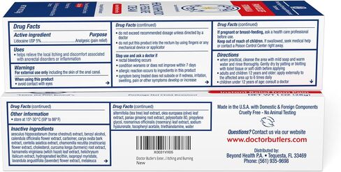 Doctor Butler's Hemorrhoid & Fissure Cream – Instant Pain Relief Hemorrhoid Treatment with Lidocaine, Fast Acting Hemorrhoid Cream for Relief from External Itching and Burning (1 oz.) in Kuwait