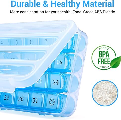 Windtrace Monthly Pill Organizer 1 Times a Day,30 Day Pill Box,One Month Pill Case Once a Day,31 Day Pill Holder Medicine Organizer for Vitamin in Kuwait