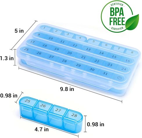 Windtrace Monthly Pill Organizer 1 Times a Day,30 Day Pill Box,One Month Pill Case Once a Day,31 Day Pill Holder Medicine Organizer for Vitamin in Kuwait