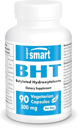 Supersmart - BHT 300 مجم يوميًا - بوتيل هيدروكسي تولوين - مضادات الأكسدة القوية ودعم المناعة - مكمل مضاد للشيخوخة | غير معدل وراثيًا وخالي من الغلوتين - 90 كبسولة نباتية in Saudi Arabia