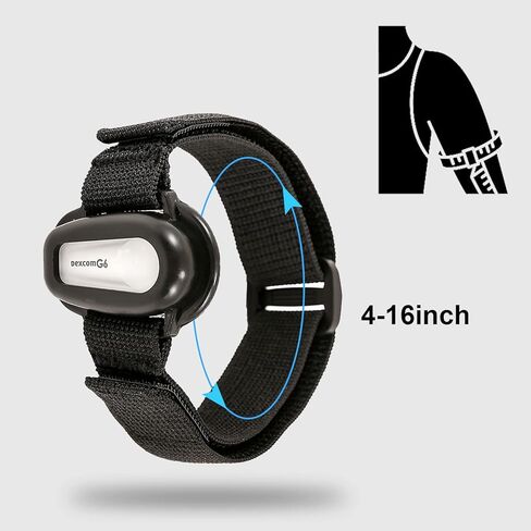 سوار الذراع من أجل Dexcom G6، غطاء جهاز استشعار حماية نظام مراقبة الجلوكوز، 4-16 بوصة مرن قابل للتعديل CGM شريط الذراع والساق، لا مزيد من الرقع اللاصقة (أسود) in Kuwait