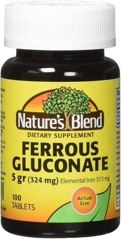 Nature's Blend Ferrous Gluconate Tablets 324 mg, 100 Count (Pack of 2) in Saudi Arabia