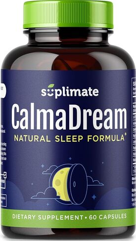 Calmadream Natural Sleep Aid for Adults Extra Strength, Premium Herbal Sleep Supplement with Melatonin, Magnesium, Ashwagandha, Valerian Root, GABA, 5HTP, 60 Vegan Capsules in Saudi Arabia